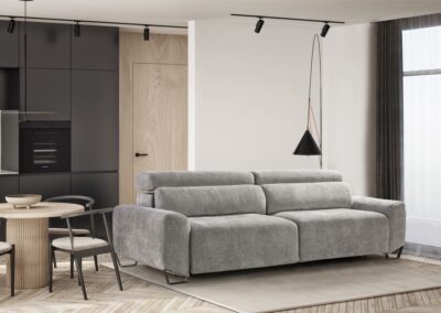 sofa modelo cerler gris en salon dos plazas